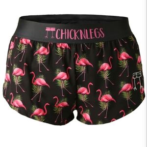 Women's Chicknlegs Black Flamingo Print Running Shorts size small